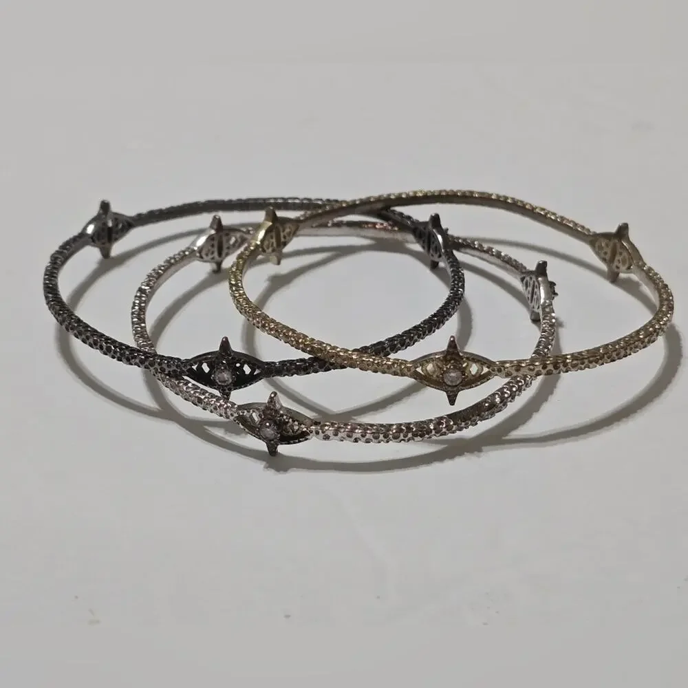 Kendra Scott Bundle of Jeweled Bangle‎ Bracelets Gunmetal silver Gold Plated Lot